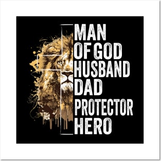 Man of God, Jesus, Lion Dad, Christian Dad, Bible Verse Posters and Art
